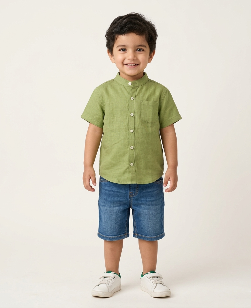 Boys' Azure Geometric Print Button-Down – Premium Tailored Summer Shirt in Breathable Cotton - Serromi