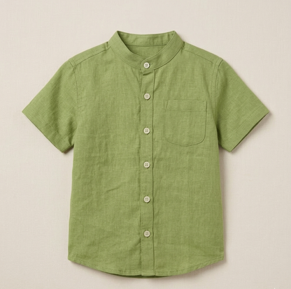 Boys' Azure Geometric Print Button-Down – Premium Tailored Summer Shirt in Breathable Cotton - Serromi