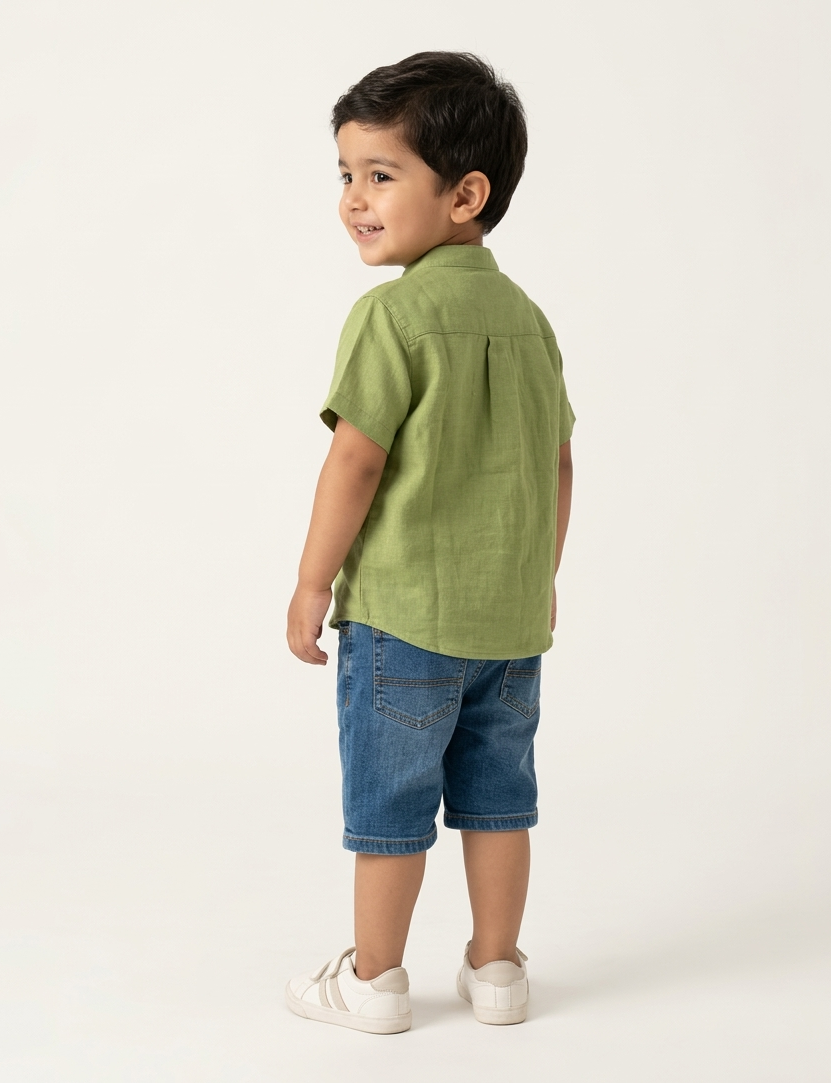 Boys' Azure Geometric Print Button-Down – Premium Tailored Summer Shirt in Breathable Cotton - Serromi