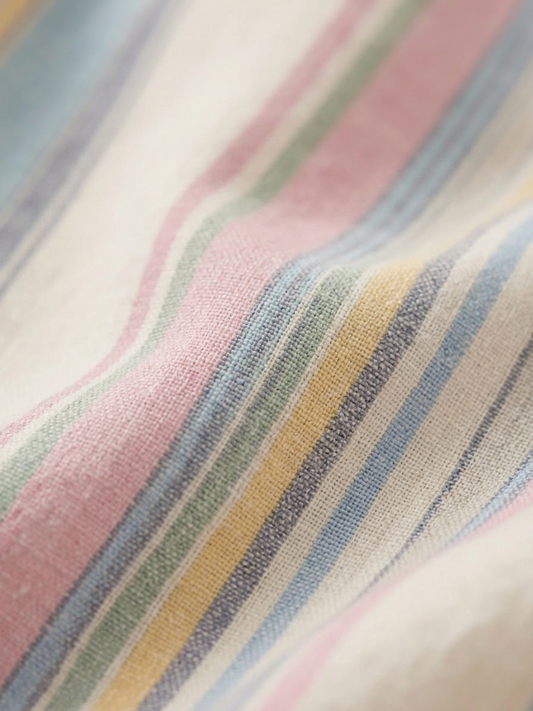 Boys’ Multi-Tonal Pastel Striped Linen Set – Mediterranean Resort Shirt &amp; Tailored Shorts in Soft Slub - Serromi