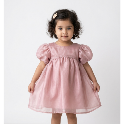 Girls' Premium Midnight Navy Floral Tiered Dress – Scalloped Lace Collar Party Dress in Breathable Cotton