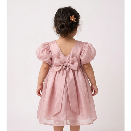 Girls' Premium Midnight Navy Floral Tiered Dress – Scalloped Lace Collar Party Dress in Breathable Cotton