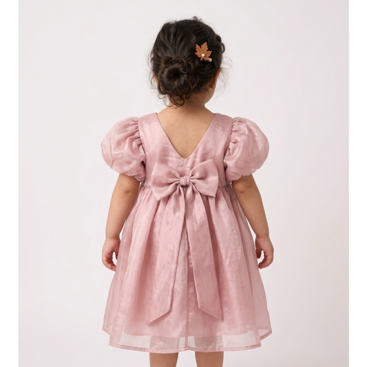 Girls' Premium Midnight Navy Floral Tiered Dress – Scalloped Lace Collar Party Dress in Breathable Cotton