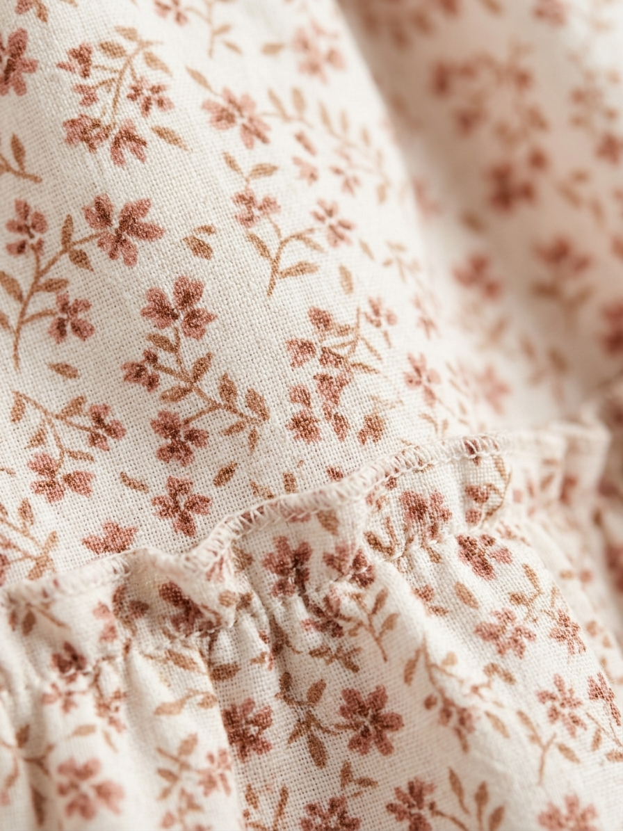 Girls' Premium Rose-Dust Floral Tiered Dress – Flutter Sleeve Botanical Tea Dress in Soft Jersey - Serromi