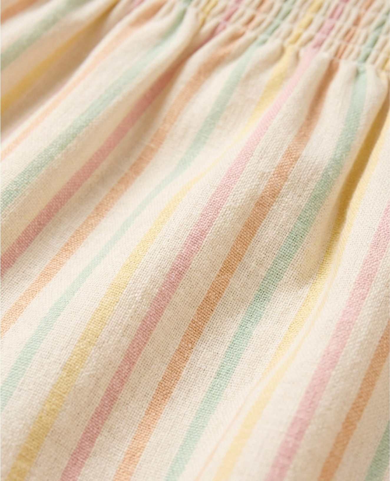 Girls' Pastel Candy-Stripe Smocked Sundress – Fine Cotton A-Line Dress with Ribbon-Tie Shoulders