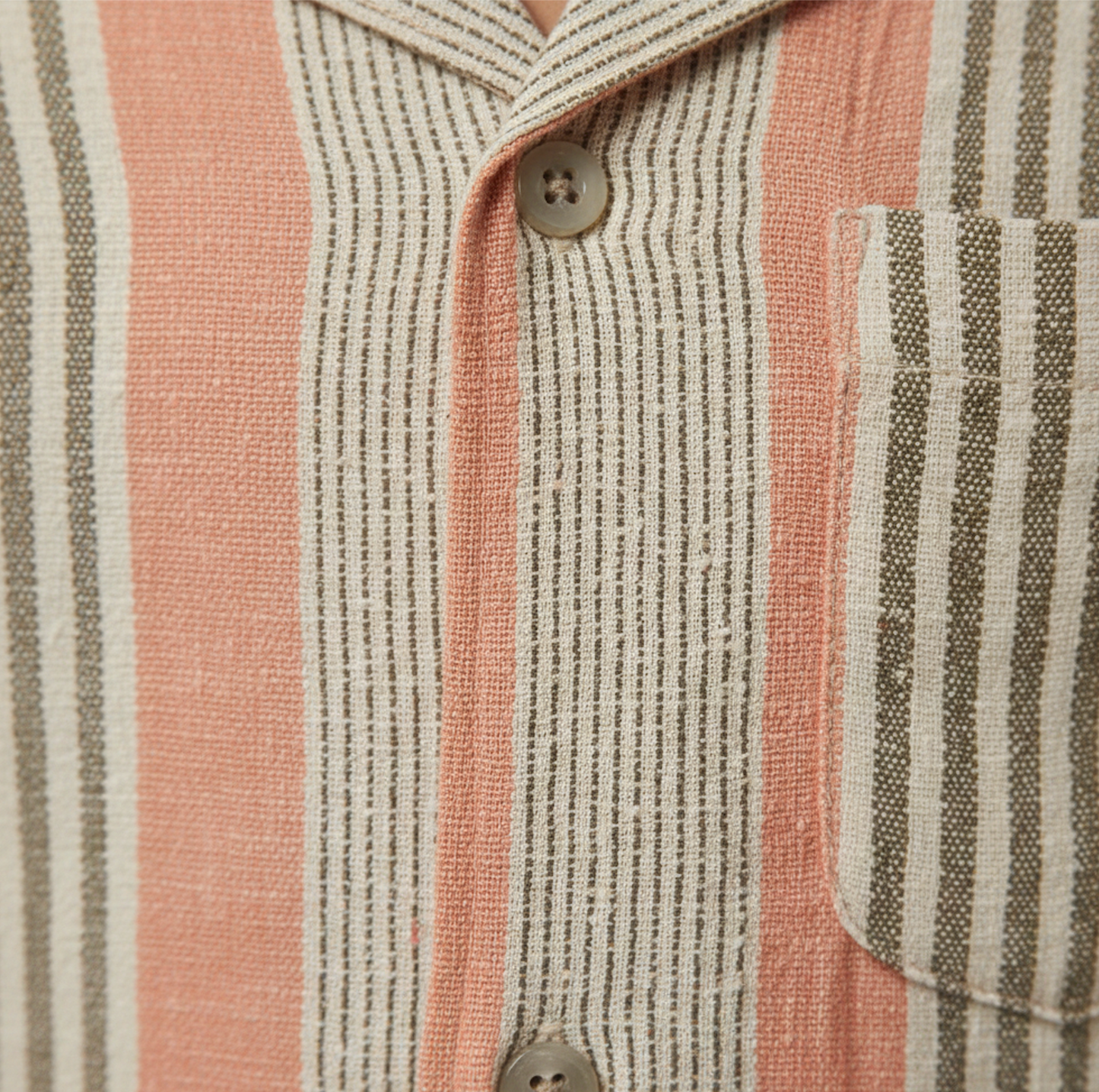 Boys' Premium Terracotta & Sage Striped Resort Shirt – Luxury Cotton-Linen Blend Cuban Collar Button-Down