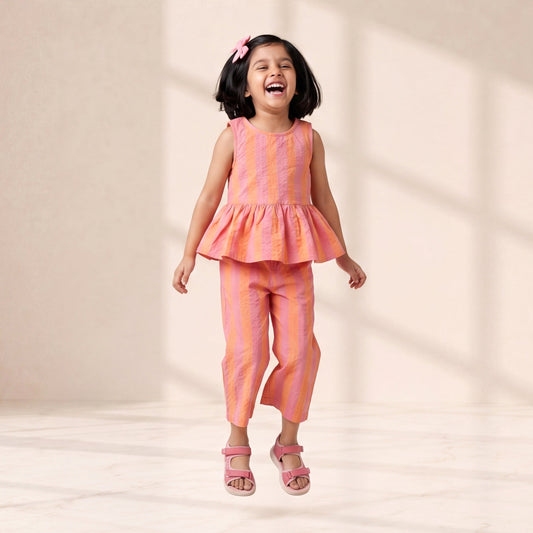Sunset Sorbet Striped Seersucker Co-ord Set
