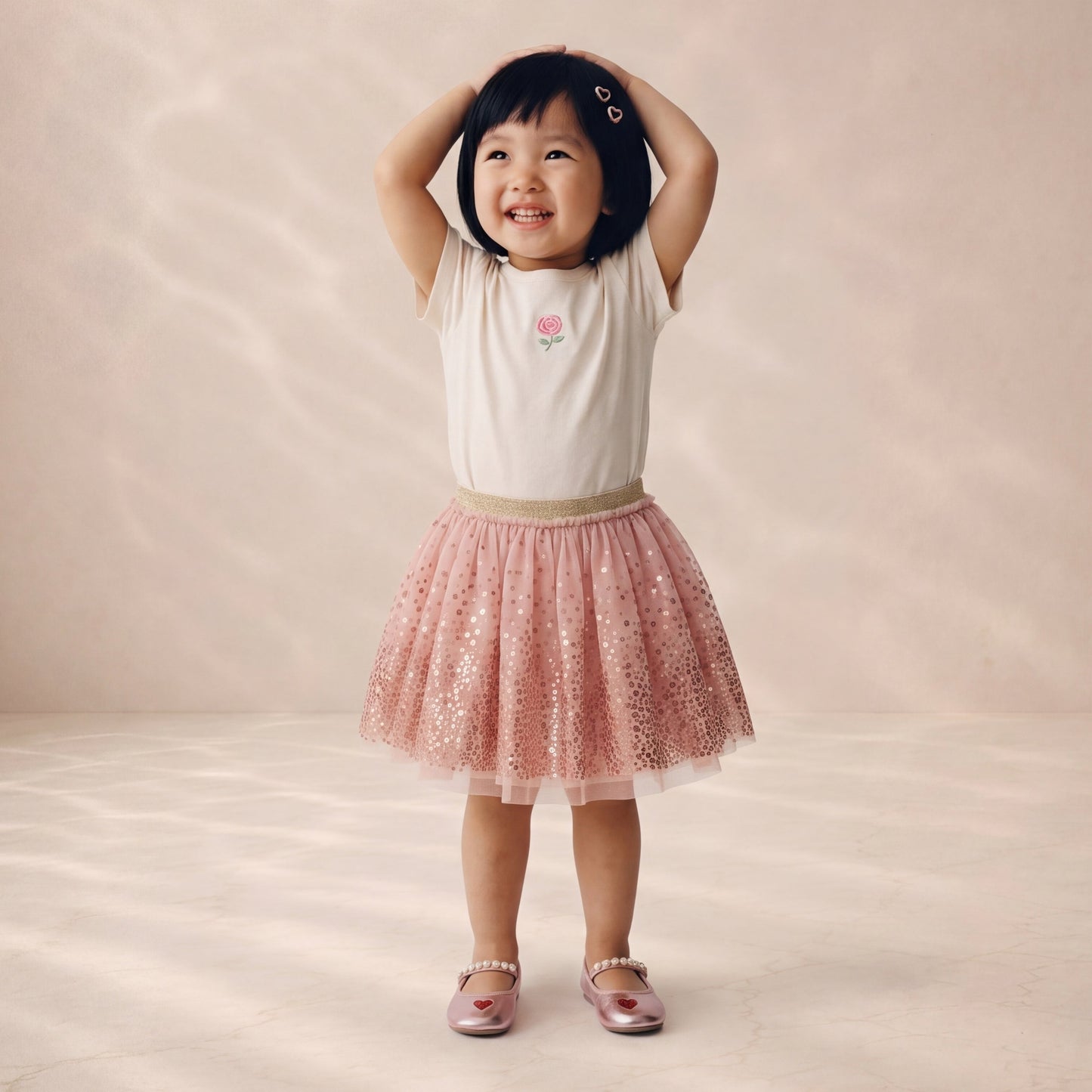 Ombre Foil Printed Peach Mesh Tutu Skirt
