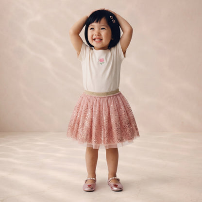 Ombre Foil Printed Peach Mesh Tutu Skirt