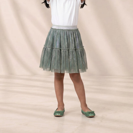 Sage Green Sparkle Tiered Tulle Skirt